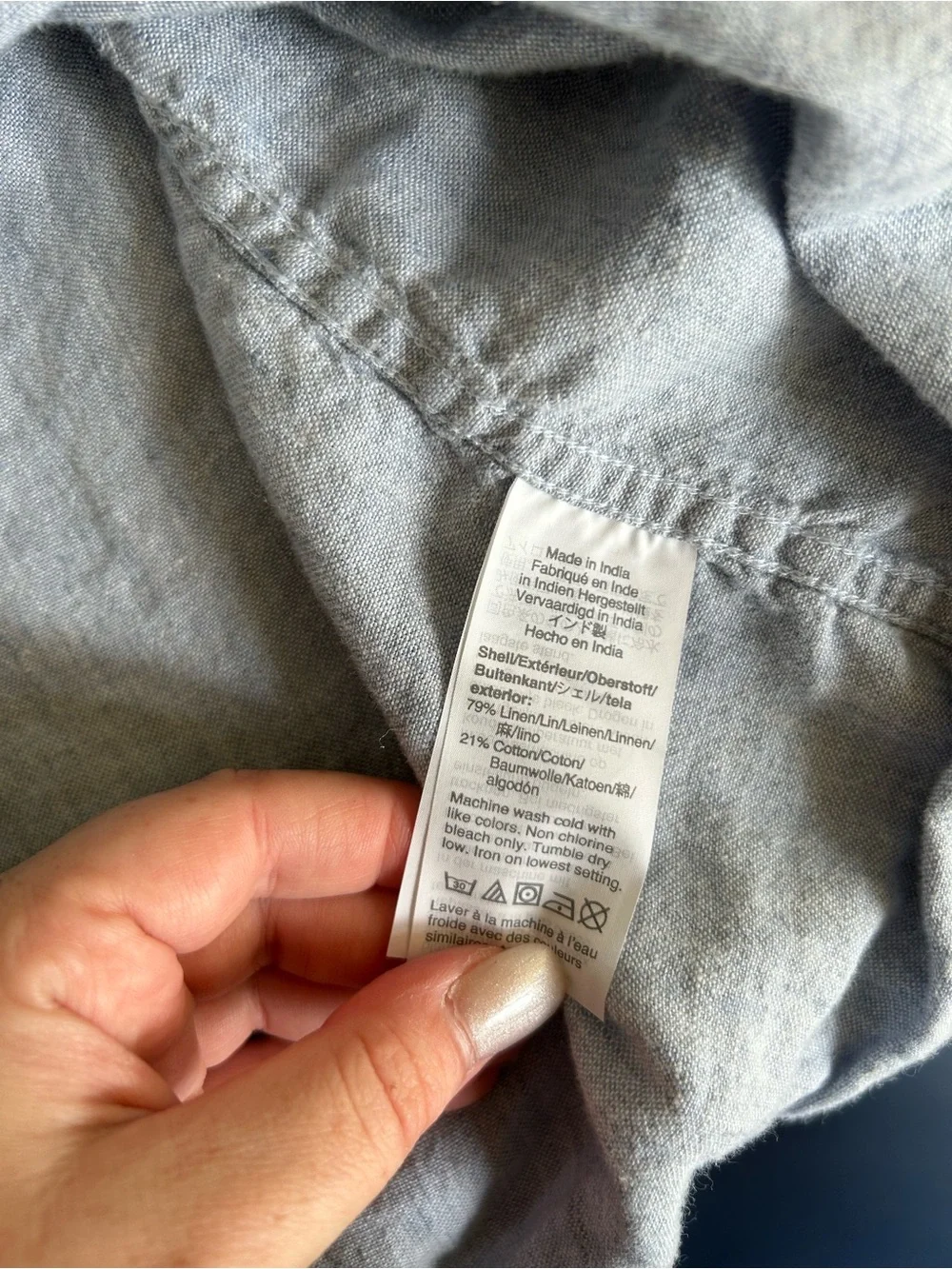 Banana republic linen cotton blend short sleeve button down shirt light gray